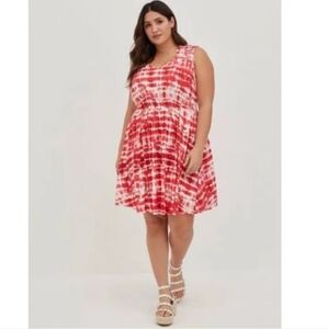 Torrid red & white tyedye dress